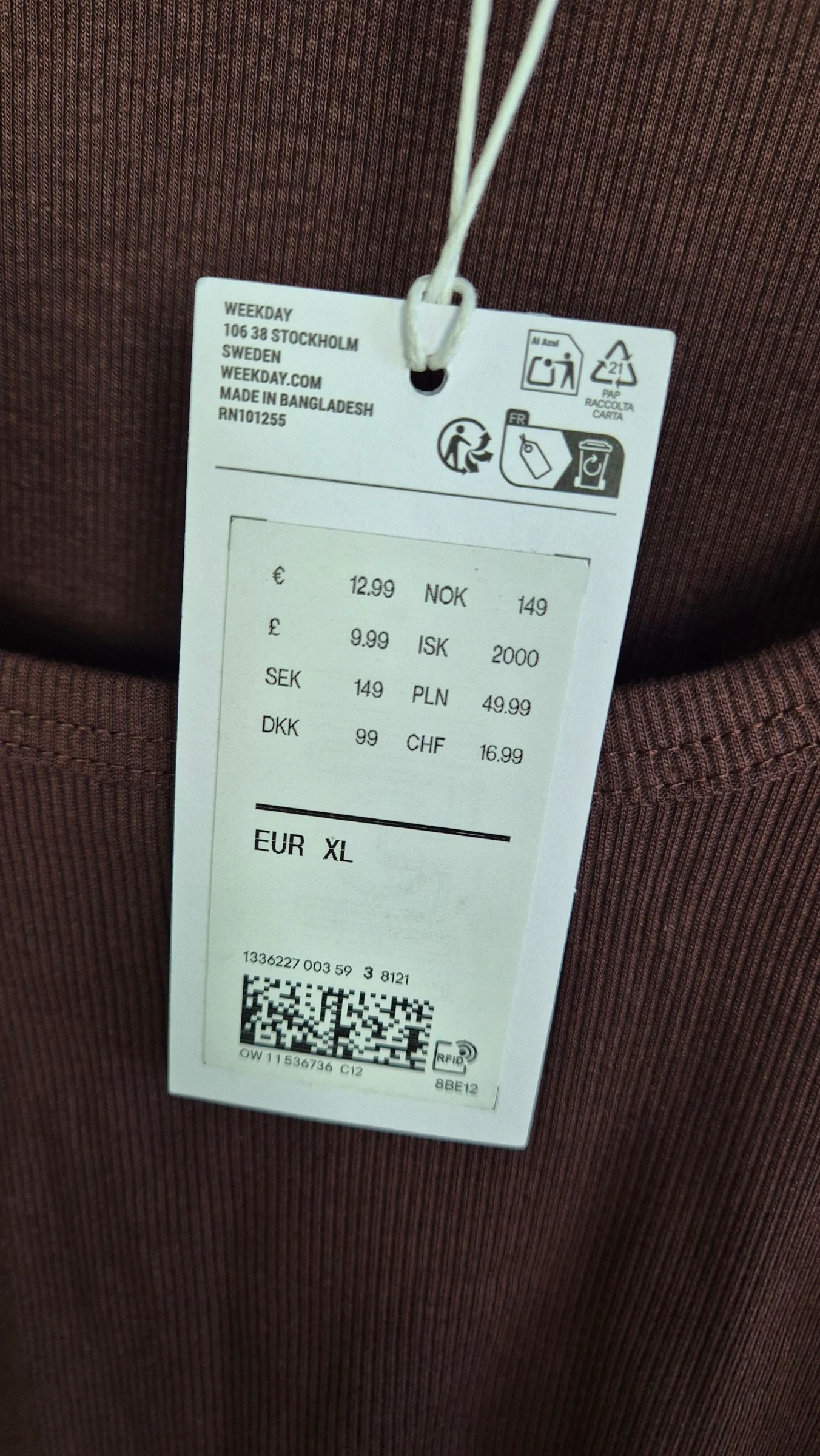 Camiseta de tirantes acanalada marrón de Weekday para mujer talla XL – photo 2
